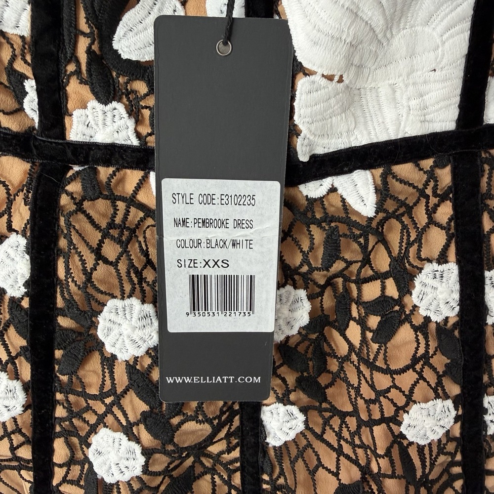 NWT ELLIATT Pembroke Lace Corset Mini Dress Black Nude 3D Floral Bustier XXS 0 - Picture 5 of 16
